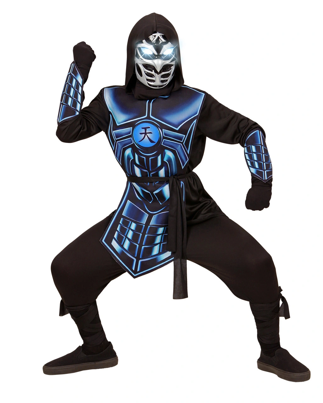 Cyber Ninja Kinderkostüm Mit LED Augen 2 Cyber Ninja Kinderkostüm Mit LED Augen – Bild 2